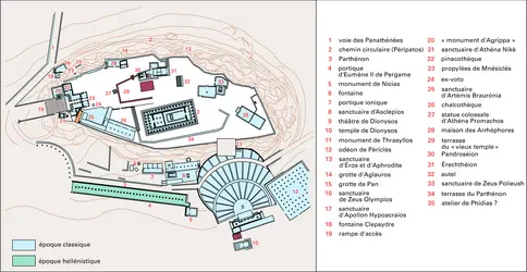 Plan de l'Acropole d'Athènes, Grèce - crédits : © 2007 Encyclopædia Universalis France S.A.