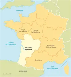 Nouvelle-Aquitaine : carte de situation - crédits : Encyclopædia Universalis France