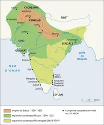 Fondation et expansion de l’Empire moghol - crédits : © Encyclopædia Universalis France