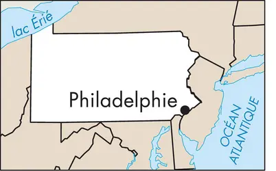 Philadelphie : carte de situation - crédits : © Encyclopædia Universalis France
