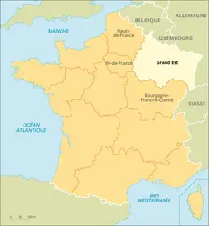 Grand Est : carte de situation - crédits : Encyclopædia Universalis France