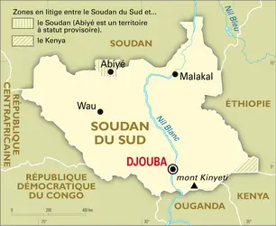 Soudan du Sud : carte générale - crédits : Encyclopædia Universalis France