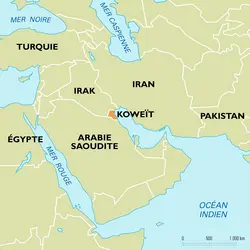 Koweït : carte de situation - crédits : Encyclopædia Universalis France