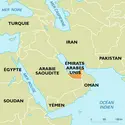 Émirats arabes unis : carte de situation - crédits : Encyclopædia Universalis France