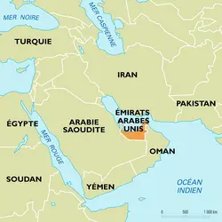Émirats arabes unis : carte de situation - crédits : Encyclopædia Universalis France