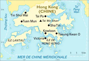 Hong Kong [Chine] : carte générale - crédits : Encyclopædia Universalis France