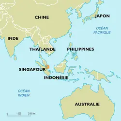 Singapour : carte de situation - crédits : Encyclopædia Universalis France