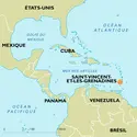 Saint-Vincent-et-les-Grenadines : carte de situation - crédits : Encyclopædia Universalis France