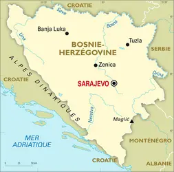 Bosnie-Herzégovine : carte générale - crédits : Encyclopædia Universalis France