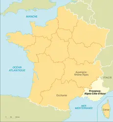 Provence-Alpes-Côte d'Azur : carte de situation - crédits : Encyclopædia Universalis France