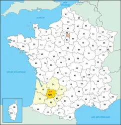 Lot-et-Garonne : carte de situation - crédits : © Encyclopædia Universalis France