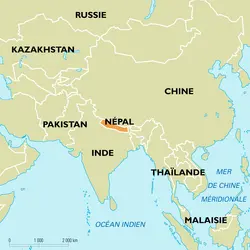 Népal : carte de situation - crédits : Encyclopædia Universalis France