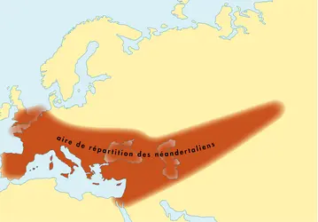 Aire de répartition des Néandertaliens - crédits : © Encyclopædia Universalis France