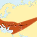 Aire de répartition des Néandertaliens - crédits : © Encyclopædia Universalis France