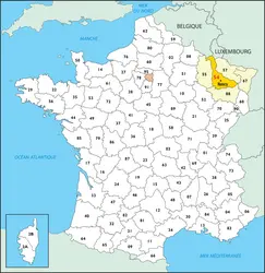 Meurthe-et-Moselle : carte de situation - crédits : © Encyclopædia Universalis France