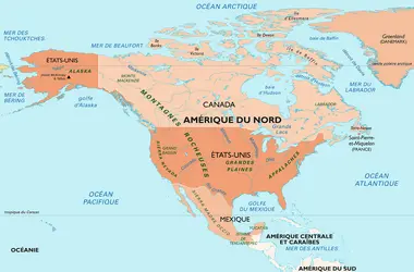 Amérique du Nord : carte générale - crédits : Encyclopædia Universalis France