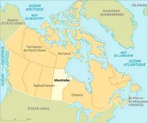 Manitoba : carte de situation - crédits : Encyclopædia Universalis France