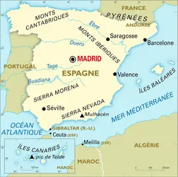 Espagne : carte générale - crédits : Encyclopædia Universalis France