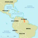 Guyana : carte de situation - crédits : Encyclopædia Universalis France