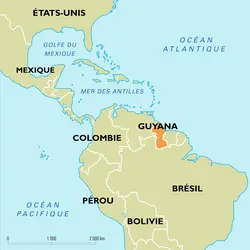 Guyana : carte de situation - crédits : Encyclopædia Universalis France