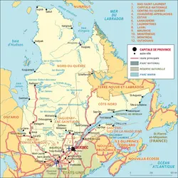 Québec : carte administrative - crédits : Encyclopædia Universalis France