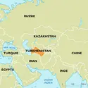 Turkménistan : carte de situation - crédits : Encyclopædia Universalis France