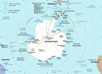 Antarctique : carte politique - crédits : Encyclopædia Universalis France