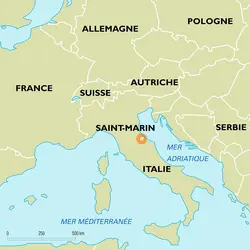 Saint-Marin : carte de situation - crédits : Encyclopædia Universalis France