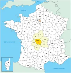 Creuse : carte de situation - crédits : © Encyclopædia Universalis France