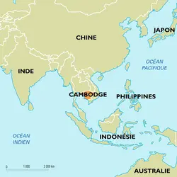 Cambodge : carte de situation - crédits : Encyclopædia Universalis France