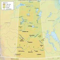 Saskatchewan : carte physique - crédits : Encyclopædia Universalis France