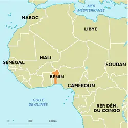 Bénin : carte de situation - crédits : Encyclopædia Universalis France