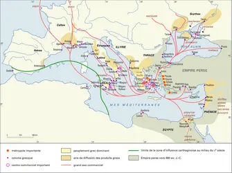 Grèce antique : colonisation de la Méditerranée - crédits : Encyclopædia Universalis France