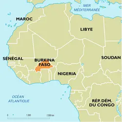 Burkina Faso : carte de situation - crédits : Encyclopædia Universalis France