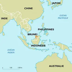 Brunei : carte de situation - crédits : Encyclopædia Universalis France