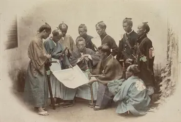 Soldats japonais au XIX<sup>e</sup> siècle - crédits : Felice Beato/ Henry Guttmann Collection/ Getty Images