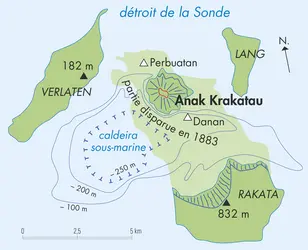 Îles du volcan Krakatau, Indonésie - crédits : © Encyclopædia Universalis France