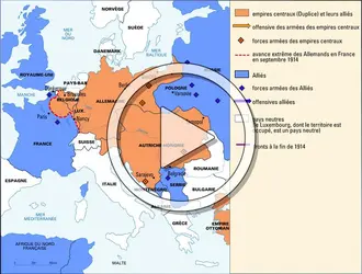 Les premières offensives de la Première Guerre mondiale, 1914 - crédits : Encyclopædia Universalis France