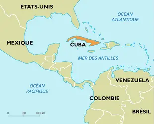 Cuba : carte de situation - crédits : Encyclopædia Universalis France