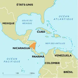 Nicaragua : carte de situation - crédits : Encyclopædia Universalis France