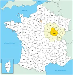 Côte-d'Or : carte de situation - crédits : © Encyclopædia Universalis France