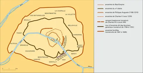 Anciennes enceintes de Paris - crédits : Encyclopædia Universalis France