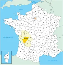 Charente : carte de situation - crédits : © Encyclopædia Universalis France