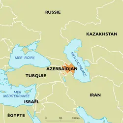 Azerbaïdjan : carte de situation - crédits : Encyclopædia Universalis France