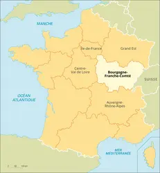 Bourgogne-Franche-Comté : carte de situation - crédits : Encyclopædia Universalis France