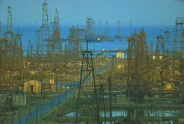 Champs pétroliers en mer Caspienne, près de Bakou - crédits : D. Blum/ Peter Arnold, Inc.