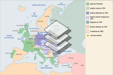 Le redécoupage de l'Europe après 1918 - crédits : Encyclopædia Universalis France