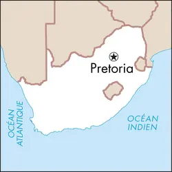 Pretoria : carte de situation - crédits : © Encyclopædia Universalis France