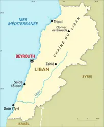Liban : carte générale - crédits : Encyclopædia Universalis France