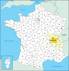Ain : carte de situation - crédits : © Encyclopædia Universalis France